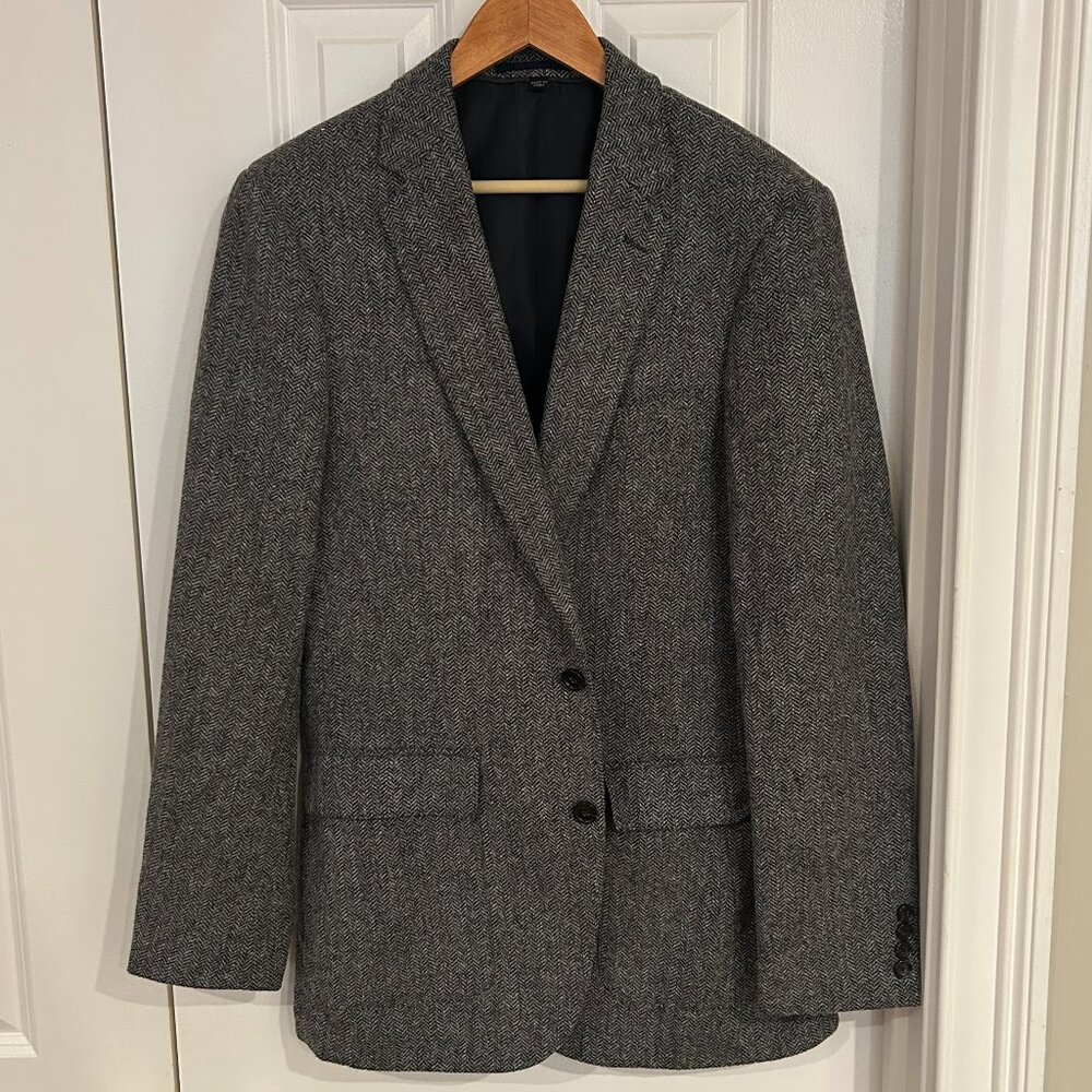 J Crew Herringbone Gray Blazer 40L